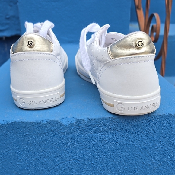 GBG Los Angeles White Sneakers with Gold Details - Picture 3 of 4